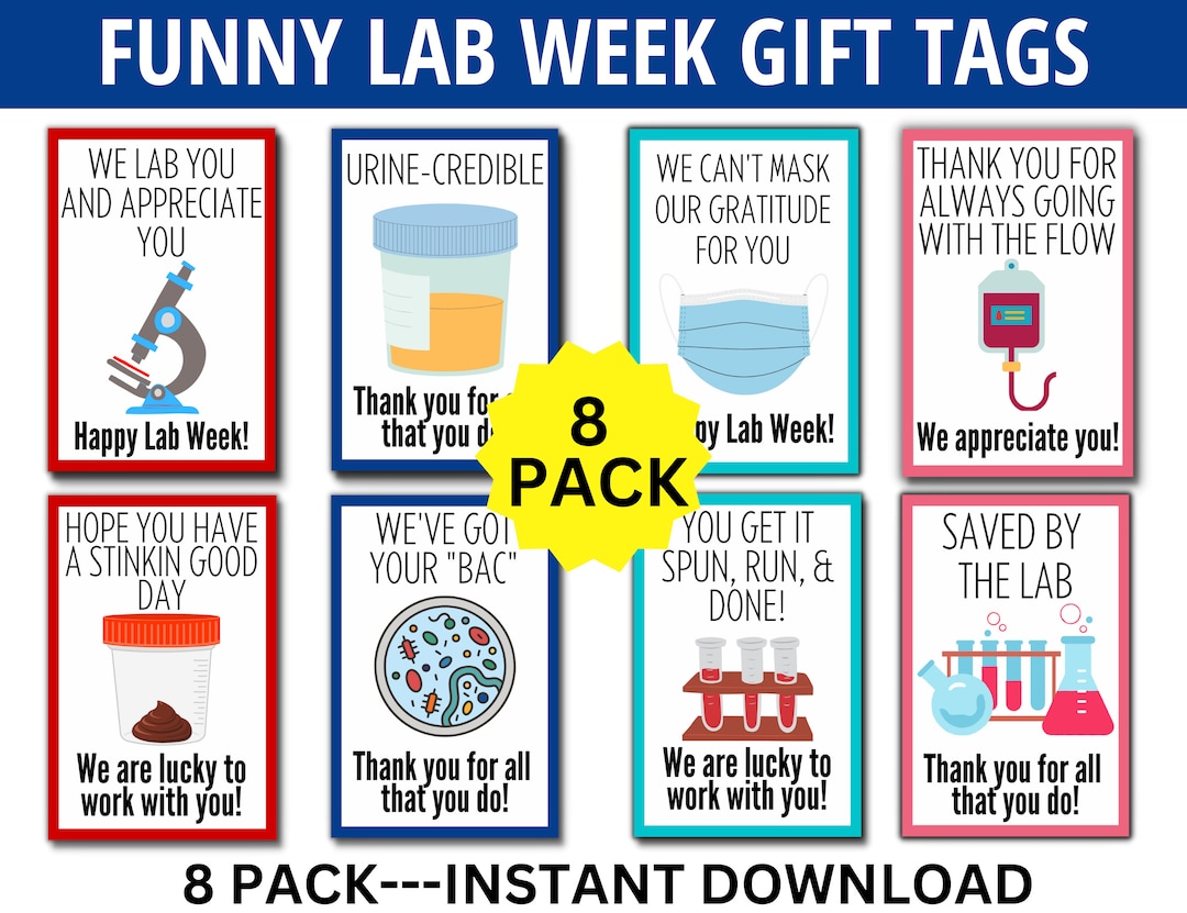 Funny Lab Week Printable Gift Tag Bundle Medical Laboratory Etsy