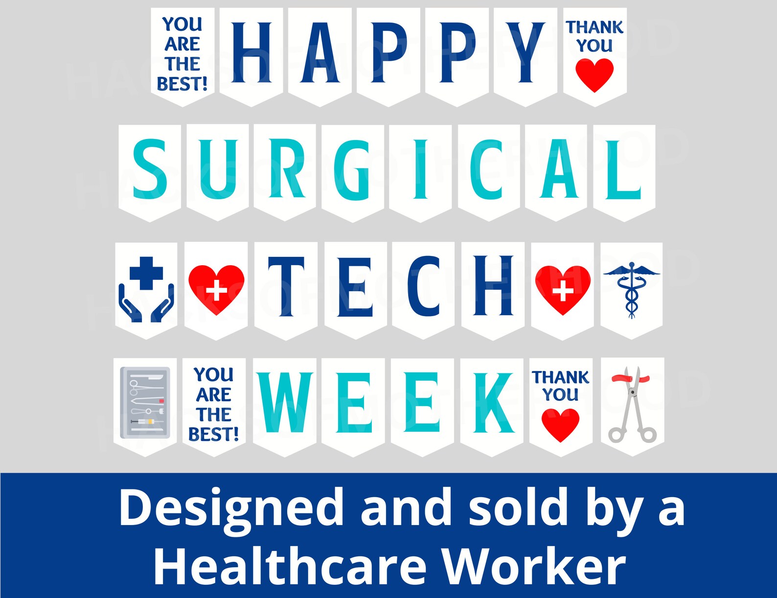 Surgical Scrub Tech Printable Banner, Happy Surgical Scrub Tech Week ...