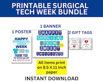 Surgical Scrub Tech Week Printable Bundle, Happy Surgical Scrub Tech Week, Semaine d’appréciation des technologues chirurgicaux, Décorations médicales