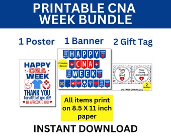 Nursing Assistant Week Printable Bundle, CNA Week Sign, CNA Appreciation Week, CNA Gift, Nursing Assistant Appreciation, Nursing Assistant