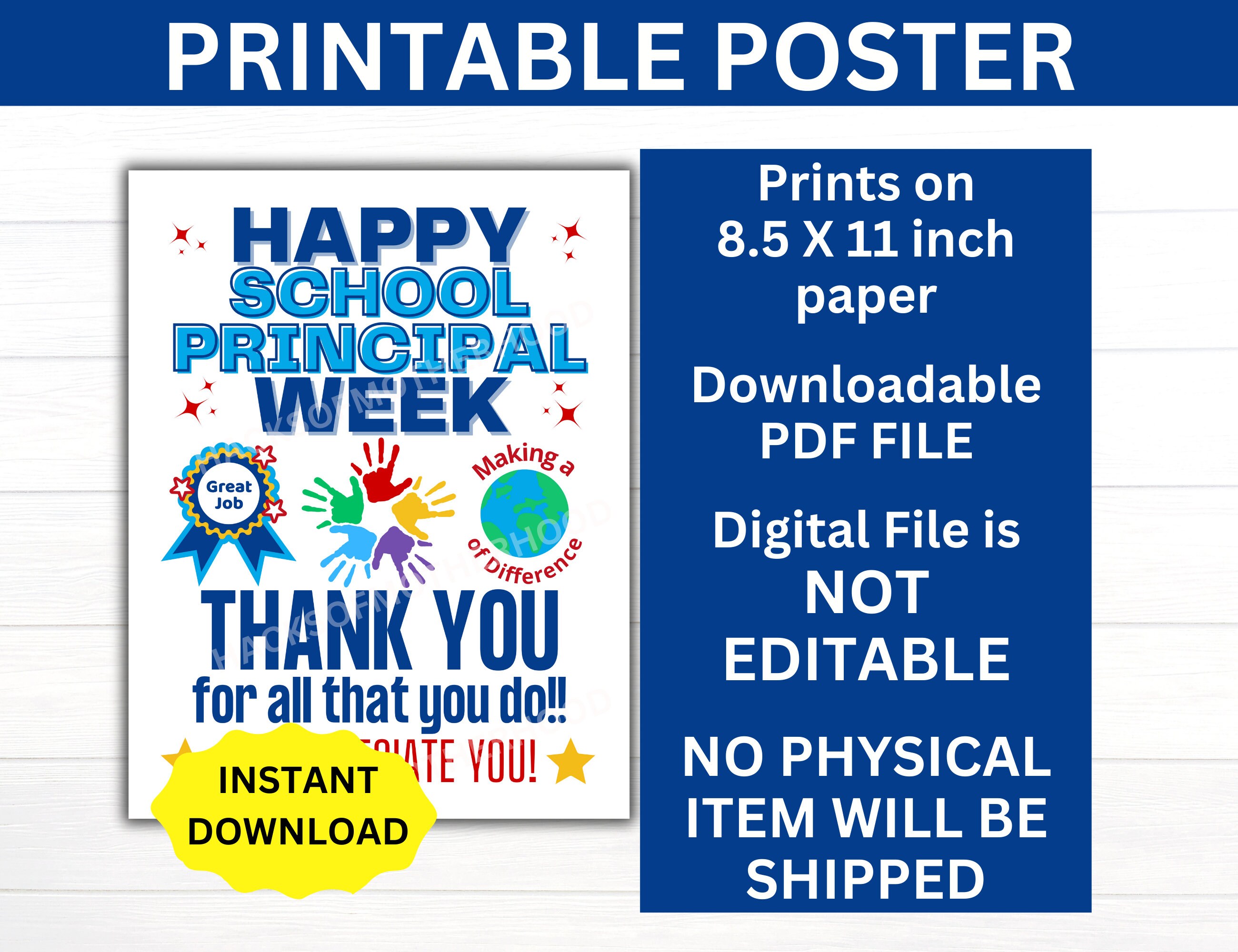 Principal Week School Principal Week Printable Poster, School Principal Sign, School ...