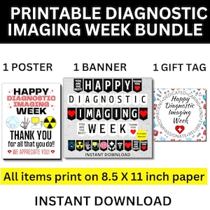Diagnostic Imaging Week Printable Bundle, Diagnostic Imaging Week Gift, Radiology Appreciation Week, Mammo Tech, Xray Technician, Rad Tech,