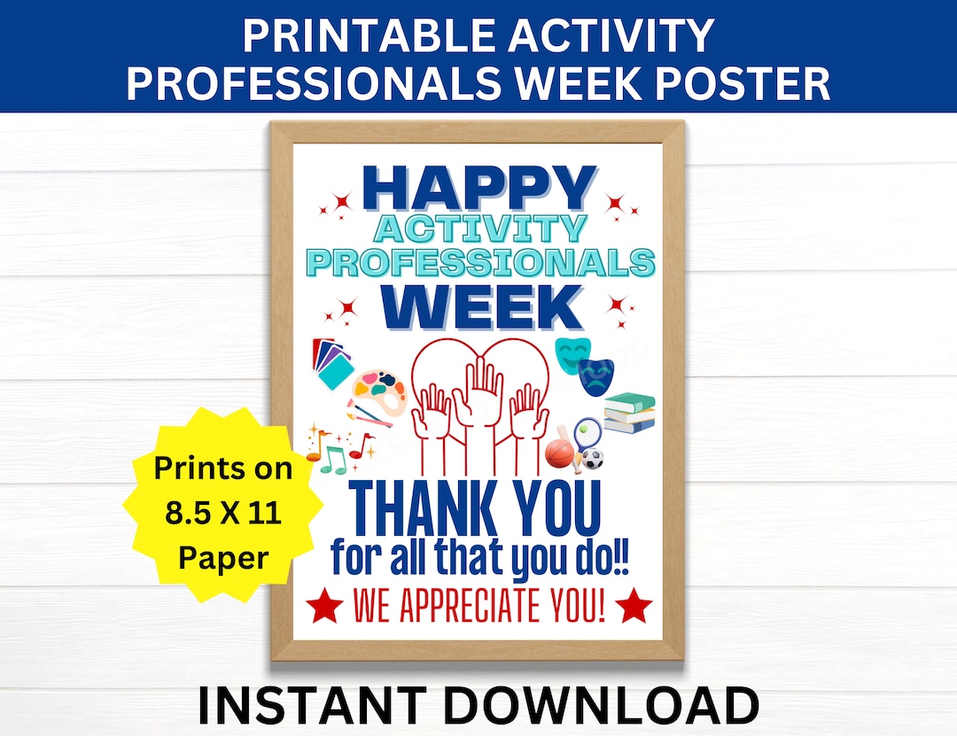 Activity Professionals Week Printable Poster, Activity Professionals