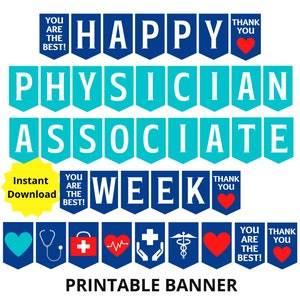 Physician Associate Printable Banner, PA Week Sign, Physician Associate Appreciation Week, Physician Assistant Recognition, PA Gift