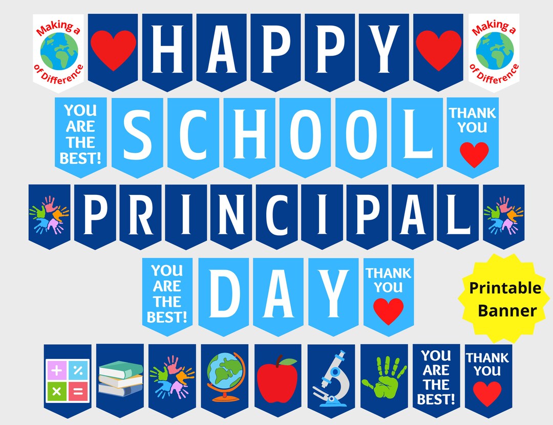 School Principal Day Printable Banner, School Principal Day Sign