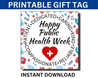 Etichette regalo stampabili per la settimana della sanità pubblica, infermiere della sanità pubblica, regalo per il personale della sanità pubblica, ringraziamento per la salute pubblica, giornata della salute pubblica
