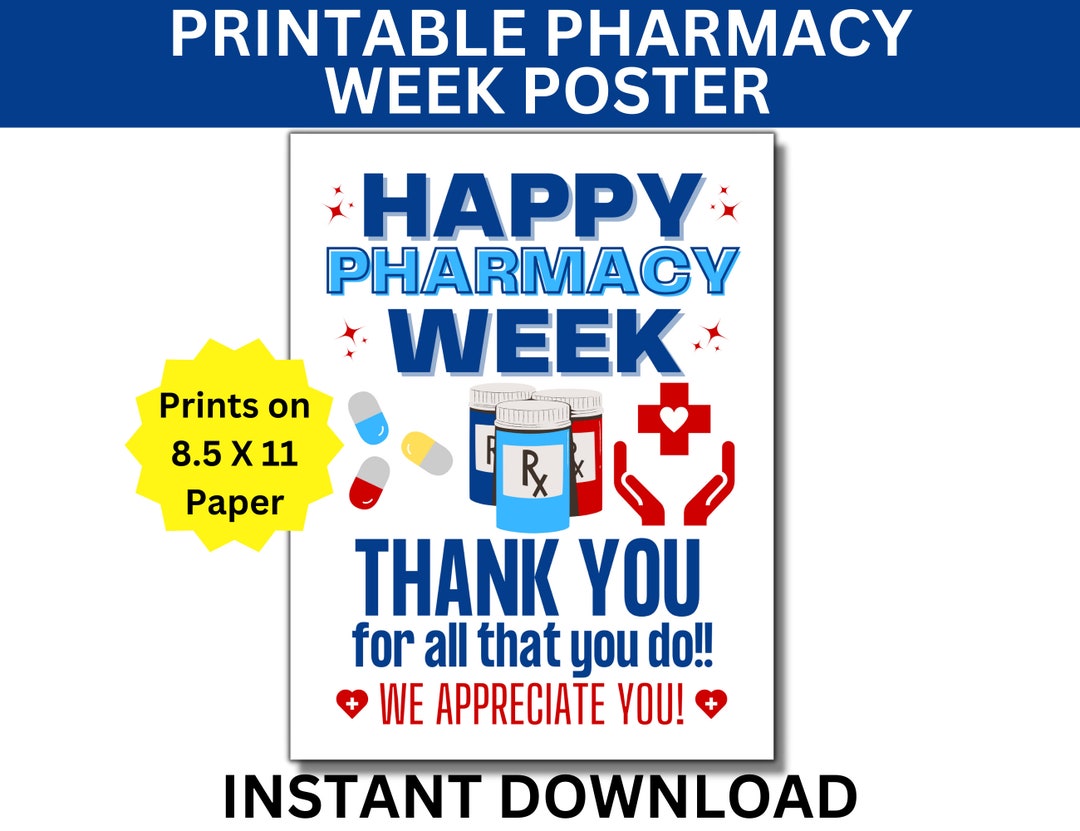 Pharmacy Week Printable Poster, Happy Pharmacy Week Sign, Pharmacist