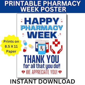 Pharmacy Week Printable Poster, Happy Pharmacy Week Sign, Pharmacist Appreciation, Medical Pharmacy Poster, Pharmacist Thank you, Medical