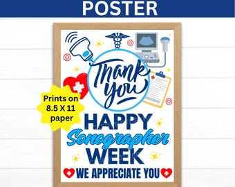 Plakat do druku z okazji Tygodnia Sonografii, Technik ultrasonografii, Prezent dla sonografisty, Prezent dla technika ultrasonografii, Kardiosonografista, Ultrasonografista