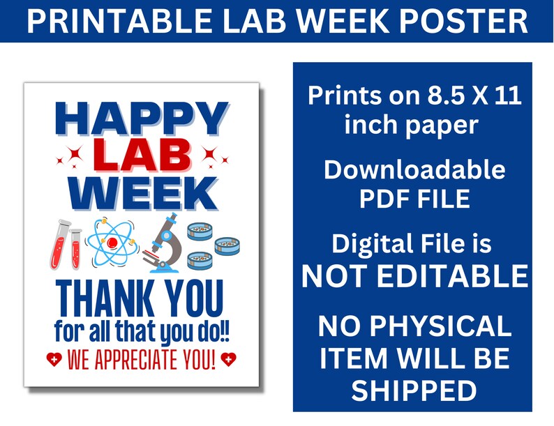 Happy Lab Week Large Lab Week Printable Bundle, Medical Laboratory Professionals Week Bundle ...
