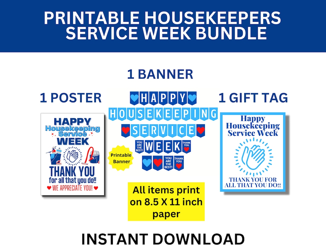 Happy Housekeeping Service Week Printable Bundle Housekeeper Etsy