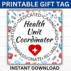Health Unit Coordinator Week Printable Gift Tag, HUC Gift, Health Unit Coordinator Appreciation, HUC Gift, Unit Secretary Appreciation