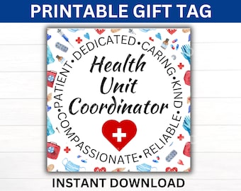 Health Unit Coordinator Week Printable Gift Tag, HUC Gift, Health Unit Coordinator Appreciation, HUC Gift, Unit Secretary Appreciation