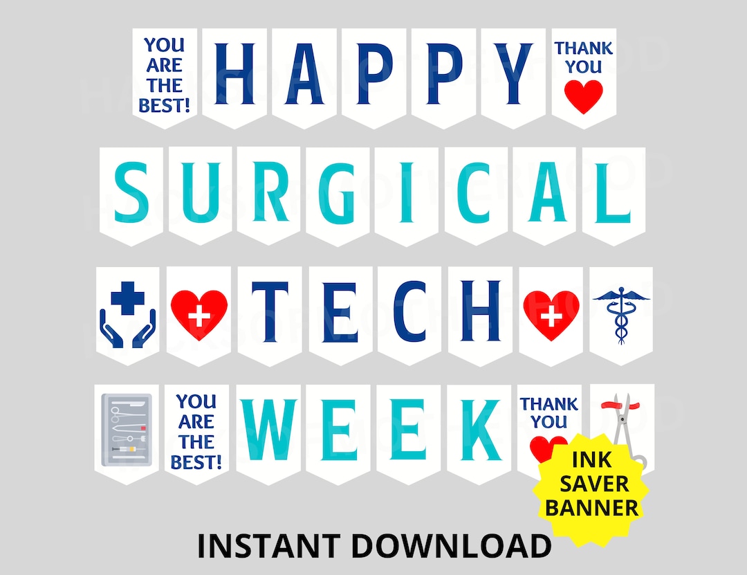 Surgical Scrub Tech Printable Banner, Happy Surgical Scrub Tech Week