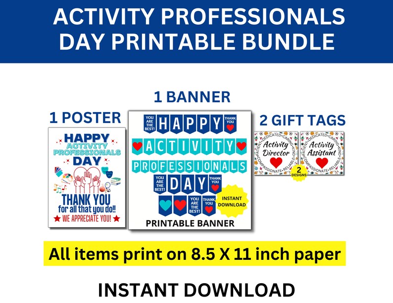 Activity Professionals Day Printable Bundle, Activity Professionals ...