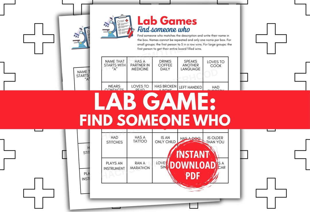 Lab Week Games Printable Lab Games Find Someone Who Lab Games Lab Week ...