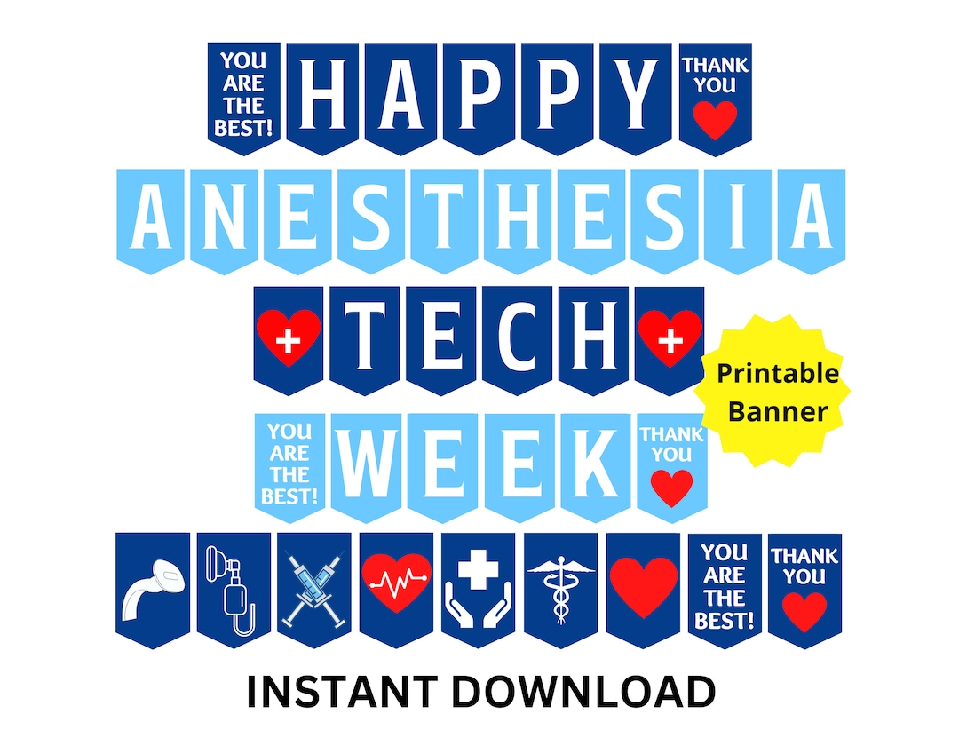 Anesthesia Tech Week Printable Banner, Anesthesia Technician Week Sign ...