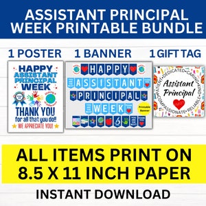 Assistant Principal Week Printable Bundle, Assistant Principal Week Sign, Assistant Principal Gift, Vice Principal Appreciation, Principal