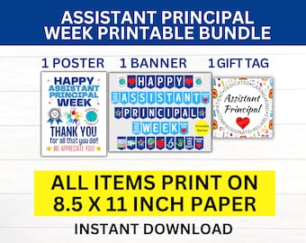 Pacchetto stampabile della settimana dell'assistente principale, segno della settimana dell'assistente principale, regalo dell'assistente principale, apprezzamento del vice preside, preside