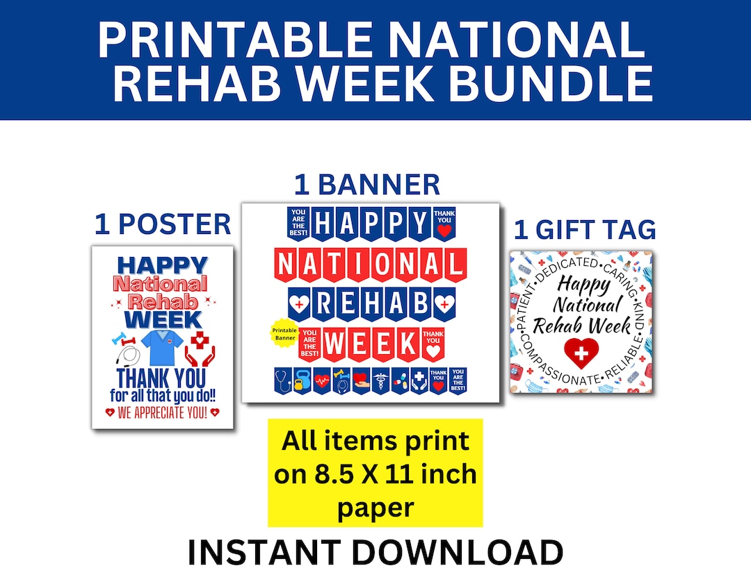 National Rehab Week Printable Bundle, Happy Rehabilitation Week, Rehab