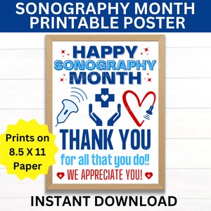 Sonographie Monat druckbares Poster, Ultraschall Tech, Woche für Sonographie, Cardiac Sonographer, Monat für Ultraschall-Bewusstsein