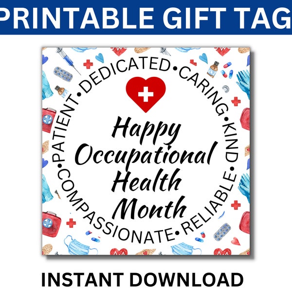 Occupational Health Month Printable Gift Tag, Occupational health Staff Gift, Occupational Health Thank you, Occupational health Clinic