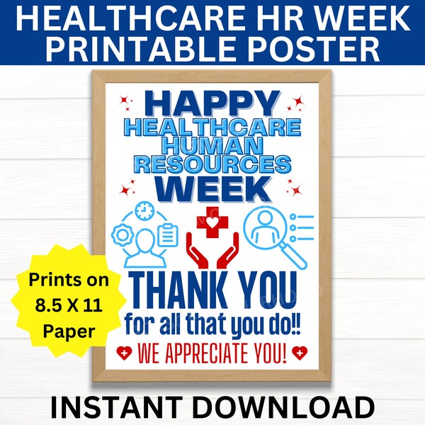 Healthcare Human Resources Printable Poster, Happy Healthcare HR Week Sign, Healthcare HR Week, Human Resources Gift, Healthcare HR Gift,