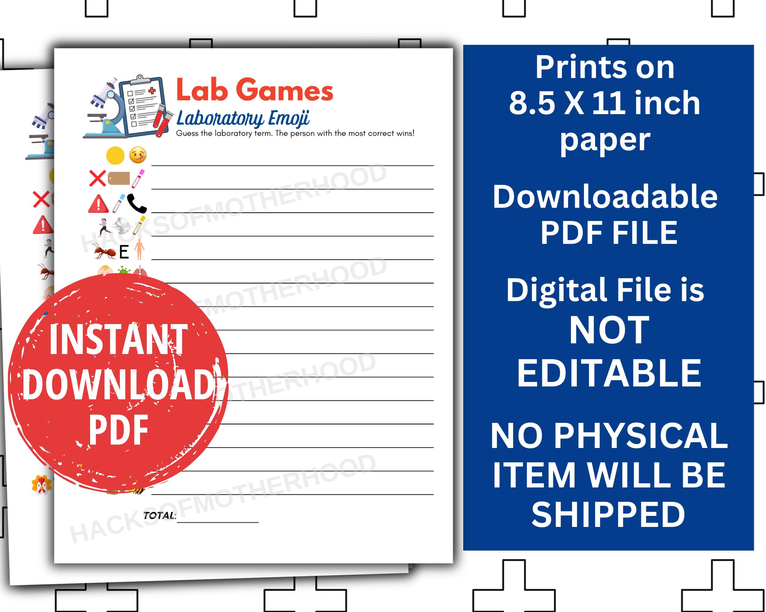 Lab Week Games Printable Lab Games Emoji Game Lab Week Activity Medical ...
