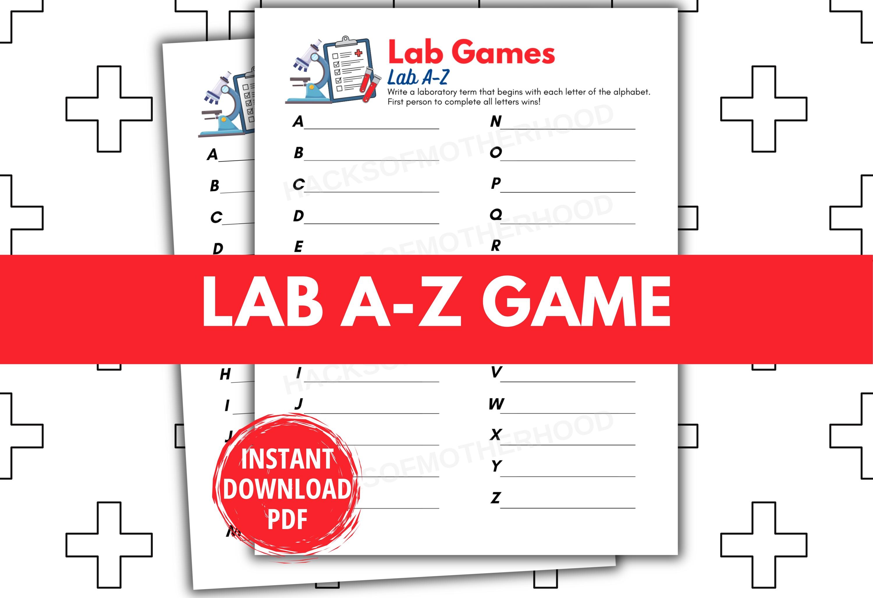 Lab Week Games Printable Lab Games A-Z Game Lab Week Activity Medical ...
