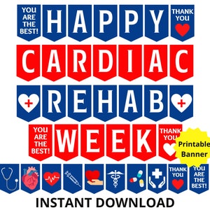 Cardiac Rehab Week Printable Banner, Happy Cardiac Rehab Week Sign, Cardiac Rehab Nurse, Cardiac Nurse, Cardiac Rehabilitation Team, Cardiac
