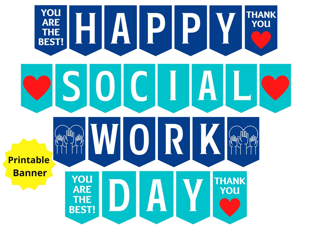Social Work Day Printable Banner, Happy Social Work Day Sign, Social