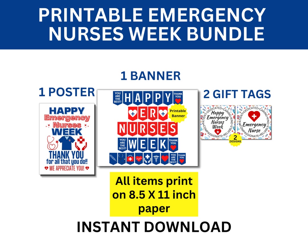 Emergency Nurses Week Printable Bundle, ER Nurse Week Bundle, Emergency