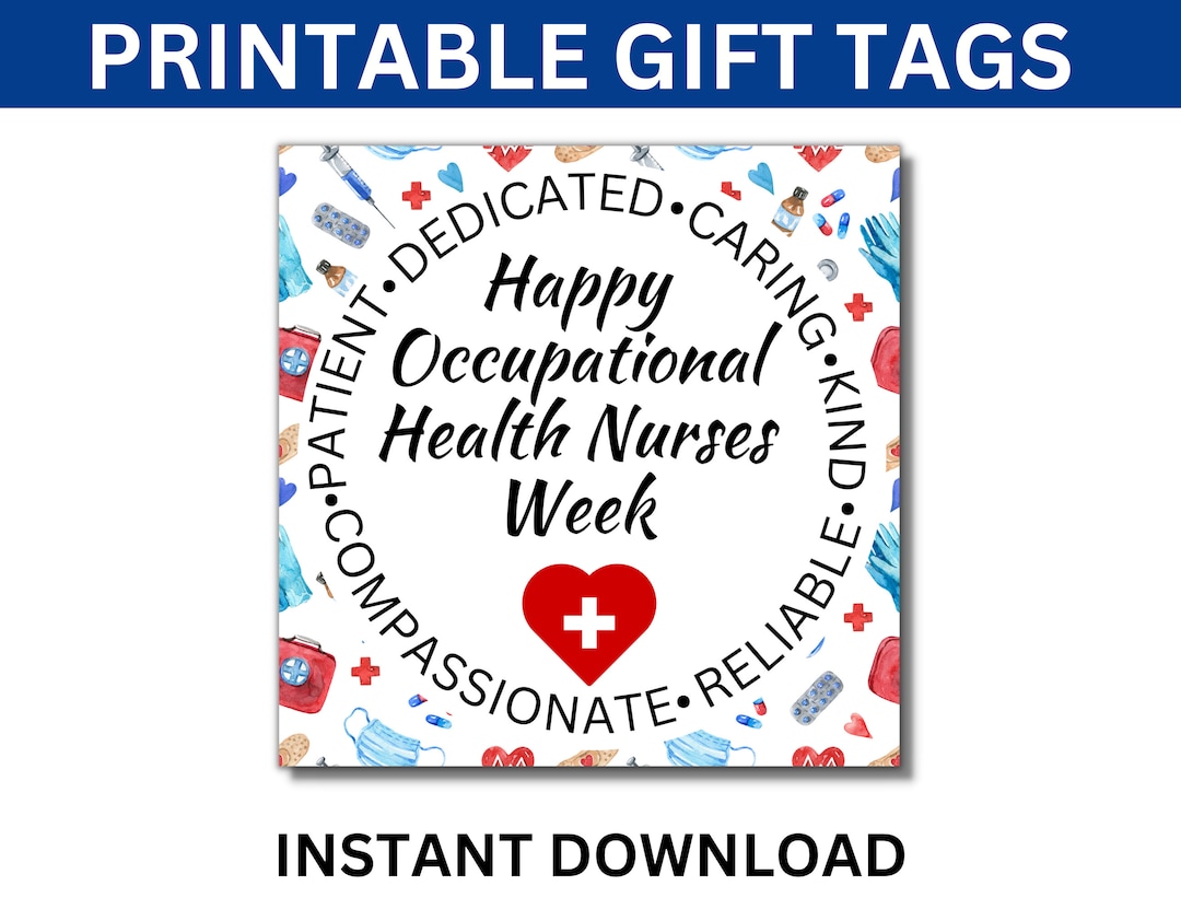 Occupational Health Nurses Week Printable Gift Tag Etsy