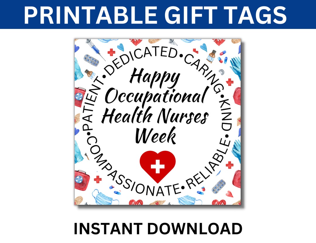 Occupational Health Nurses Week Printable Gift Tag Etsy