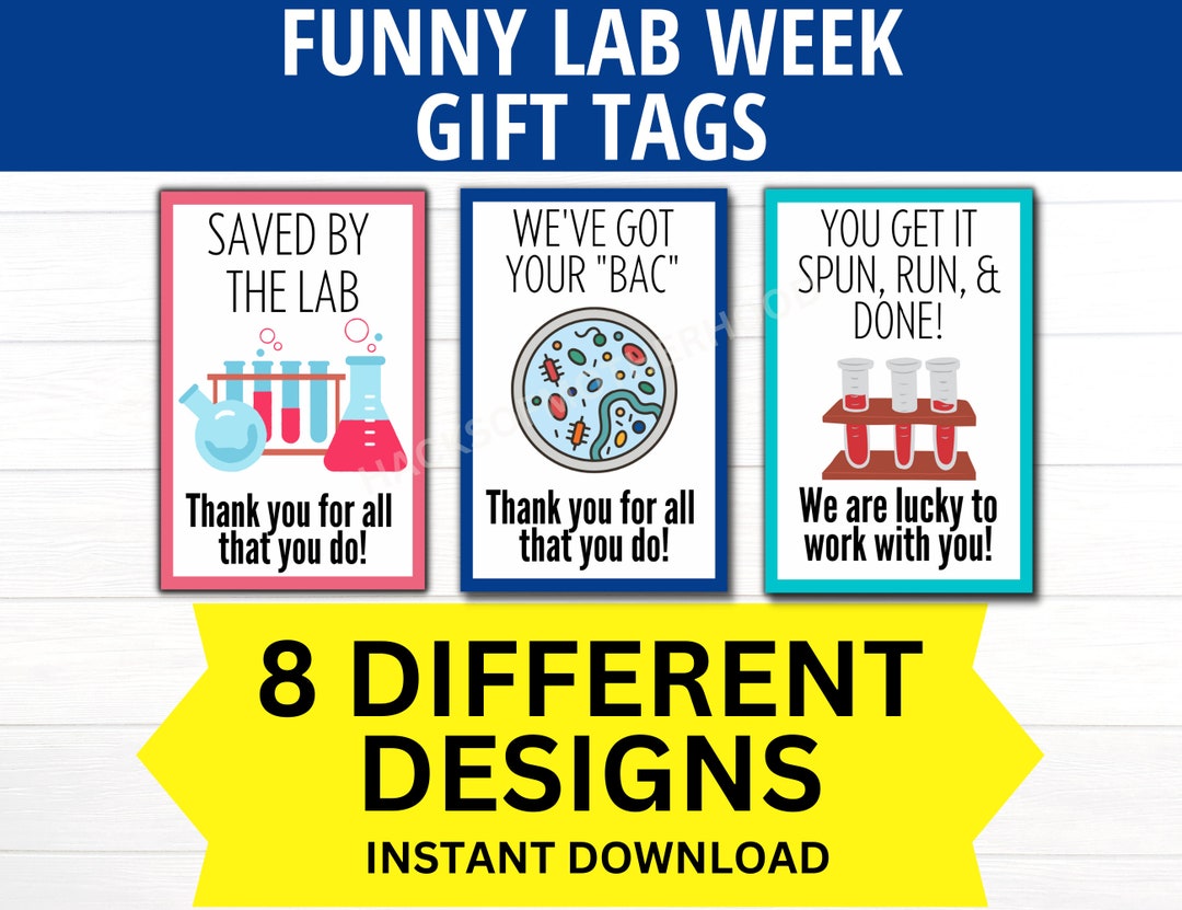 Funny Lab Week Printable Gift Tag Bundle, Medical Laboratory