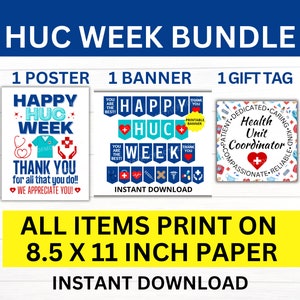 Health Unit Coordinator Week Printable Bundle, HUC Week Sign, Health Unit Coordinator Appreciation, HUC Gift, Unit Secretary