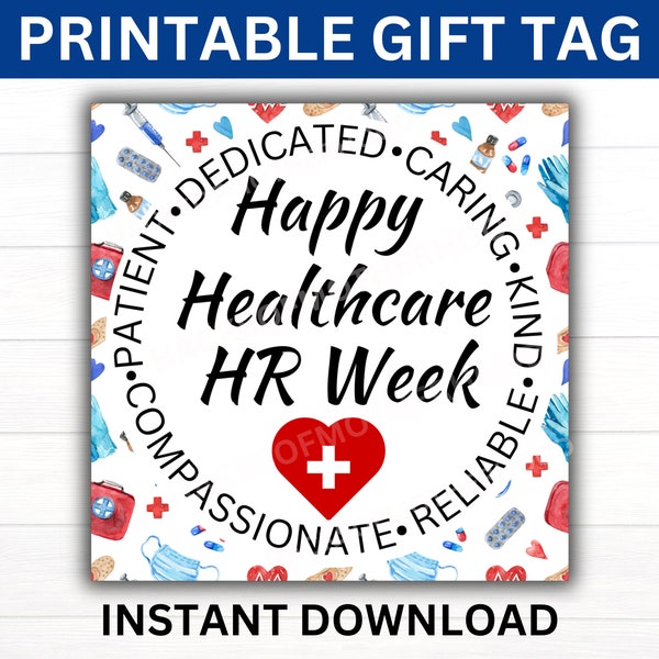 Healthcare Human Resources Printable Gift Tag, Happy Healthcare HR Week Gift, Healthcare HR, Human Resources Gift, Healthcare HR Gift