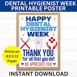 Dental Hygienist Week Poster, Happy Dental Hygienist Week Sign, Dental Hygienist Appreciation, Dental Appreciation, Dental Hygienist Gift