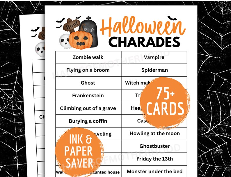 Halloween Charades, Halloween Party Games, Halloween Games Night