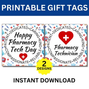 Pharmacy Tech Day Printable Gift Tags, Happy Pharmacy Tech Day Gift, Pharmacy Technician Appreciation, Pharmacy Gift, Pharmacy Recognition