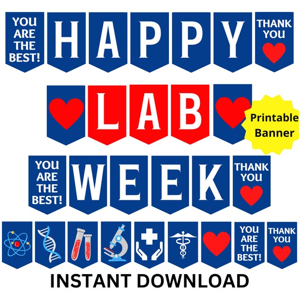 Happy Lab Week Printable Sign, Medical Laboratory Professionals Week Banner, Lab Professionals Appreciation, Lab Week Gift, Medical Lab