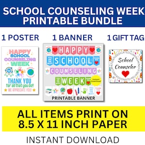 Happy School Counseling Week Printable Bundle, School Counselor Week Sign, School Counselors Appreciation, School Counseling Gift, Counselor