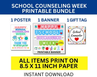Happy School Counseling Week Printable Bundle, School Counselor Week Sign, School Counselors Appreciation, School Counseling Gift, Counselor