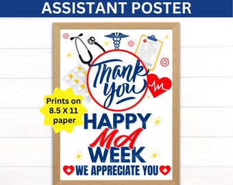 Plakat do druku z okazji Tygodnia Asystenta Medycznego, Znak Tygodnia MA, Prezent dla Asystenta Medycznego, Prezenty z okazji Tygodnia MA z podziękowaniami dla Asystenta Medycznego, Plakat medyczny