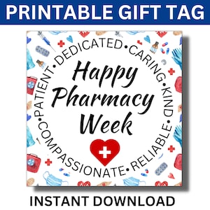 Pharmacy Week Printable Gift Tags, Happy Pharmacy Week Gift, Pharmacist Appreciation, Medical Pharmacy Banner, Pharmacist Thank you, Medical