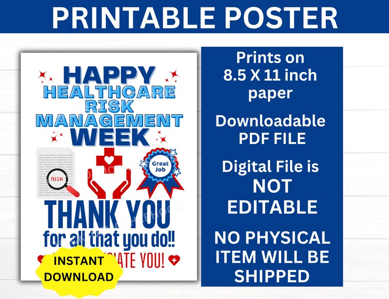 Happy Risk Management Week. Sign Healthcare Risk Management Week Printable Poster, Healthcare Risk ...