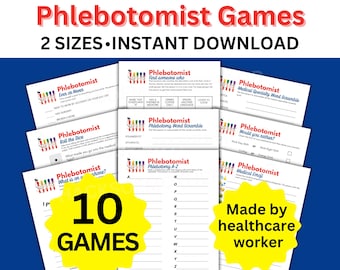 Phlebotomist Printable Game Bundle Phlebotomy Medical Games Phlebotomist Week Phlebotomist Retirement Phlebotomy Gift Christmas Party