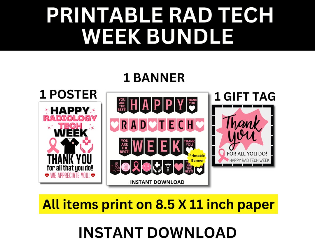 Radiologic Tech Week Printable Bundle, Radiology Tech Week, Pink Rad ...