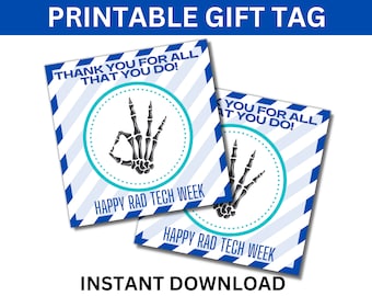 Tech Week Printable Labels Rad Tech Week Printable Gift Tags, Radiologic Technologist Week Tags ...
