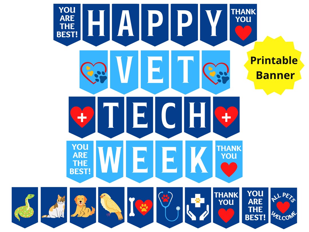 Veterinary Technician Printable Banner Happy Vet Tech Sign Etsy